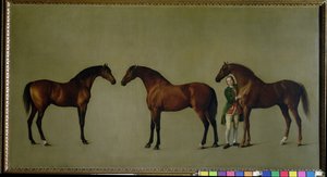 Whistlejacket y otros dos sementales con Simon Cobb, el mozo de cuadra, 1762